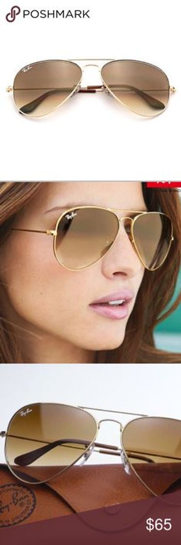 Fashion Rayban - Gafas de sol Aviador Aviator Large Metal, Gold