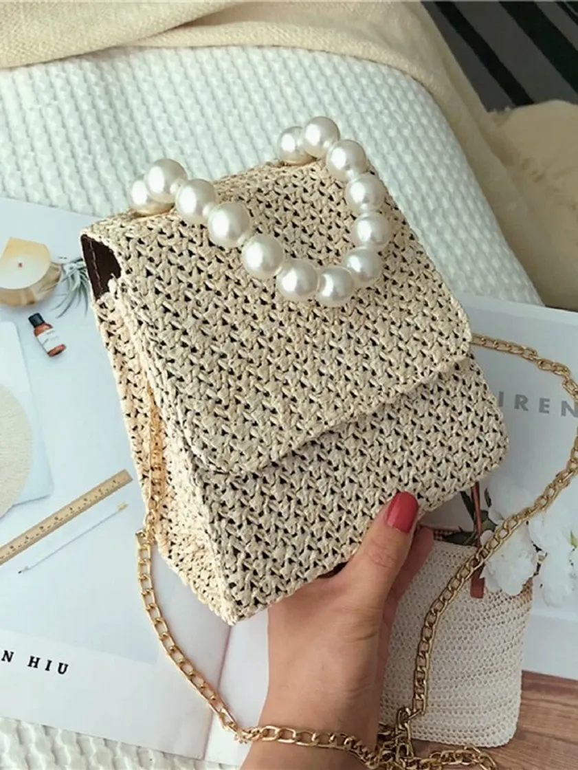 Moda Bolsa con perlas artificial