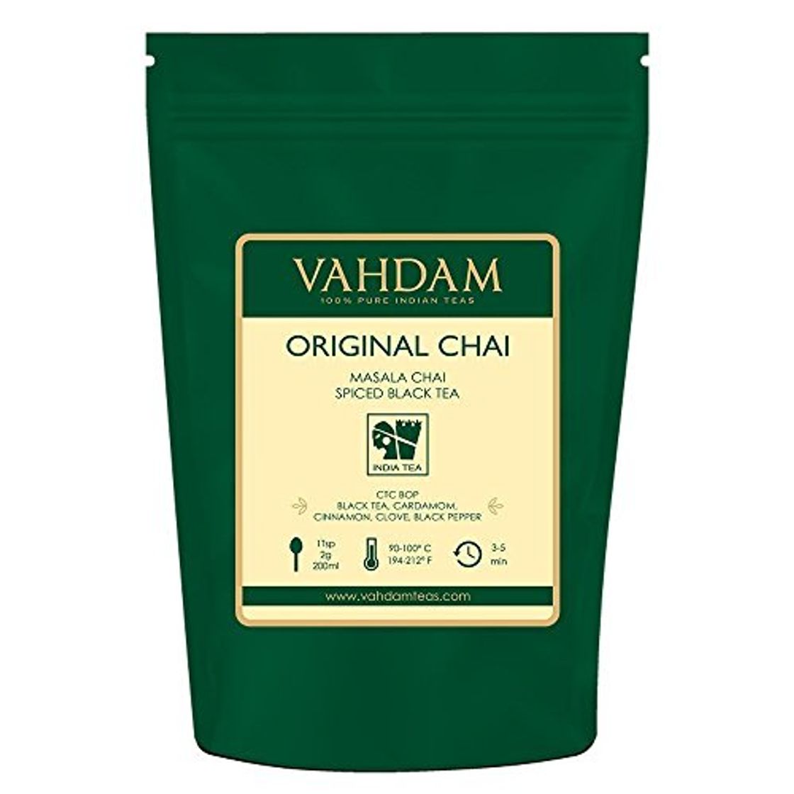 Productos VAHDAM, Hoja original india Masala Chai - 100 tazas, 200 gramos -