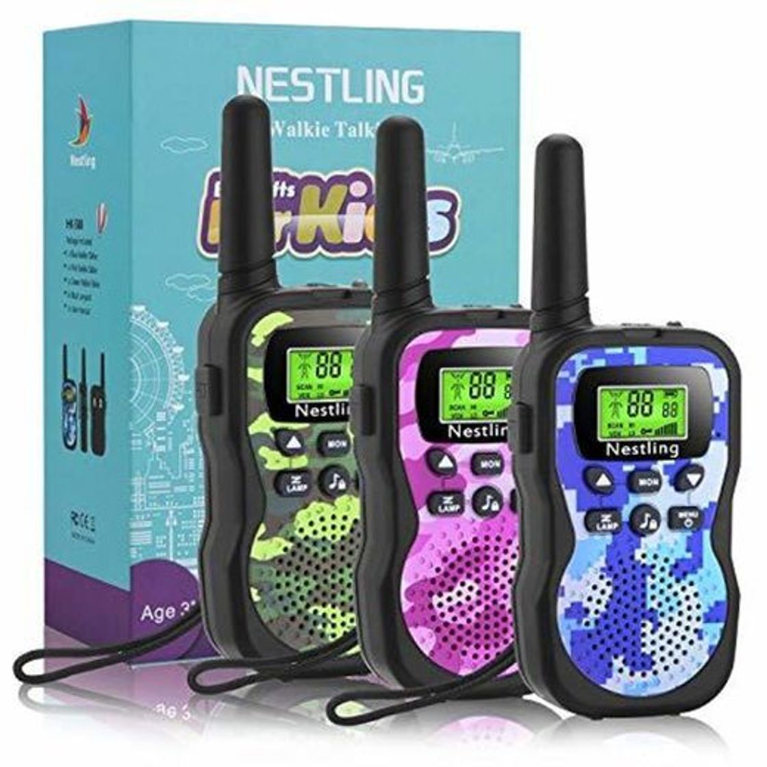 Productos Nestling Walkie Talkie para niños, Camuflaje al Aire Libre, 8 Canales, Radio