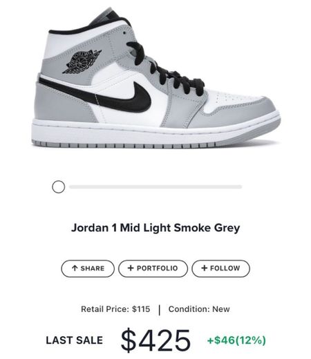 Jordan 1 Mid Light Smoke Grey - 554724-092
