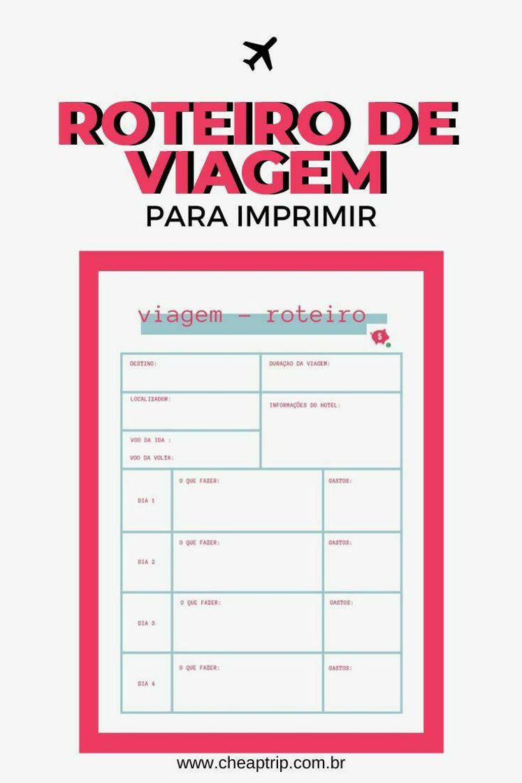 Moda roteiro de viagem para imprimir