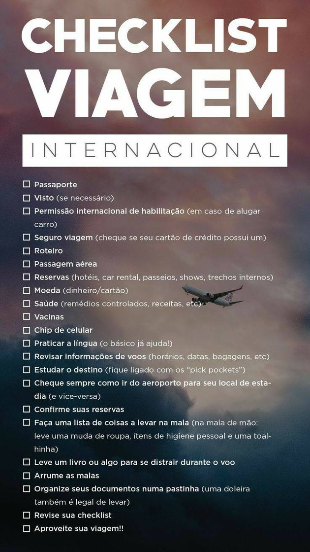 Moda checklist viagem internacional