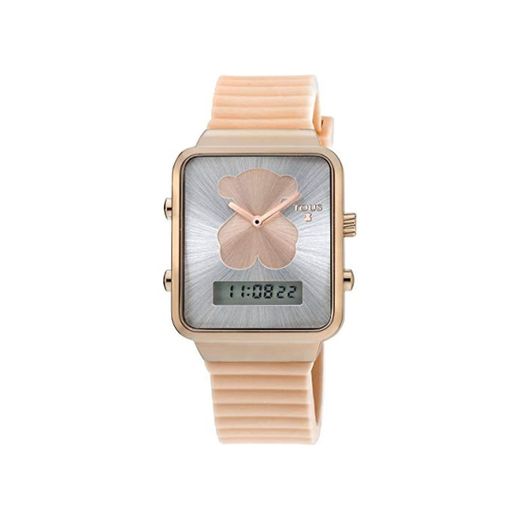 Reloj TOUS digital I-Bear de acero IP rosado con correa de silicona