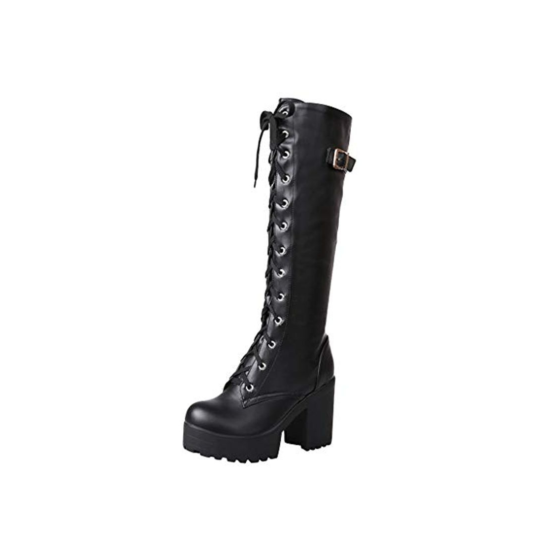 Fashion Botas Altas para Mujer de Invierno Botines De Altos Tacón Grueso Plataforma