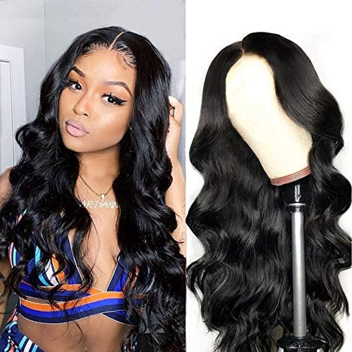 Producto Pelucas parte media lace front wigs pelucas mujer pelo natural humano largo peluca rizada 100% mujer onduladas pelucas de pelo humano remy 150% densidad 18 inch