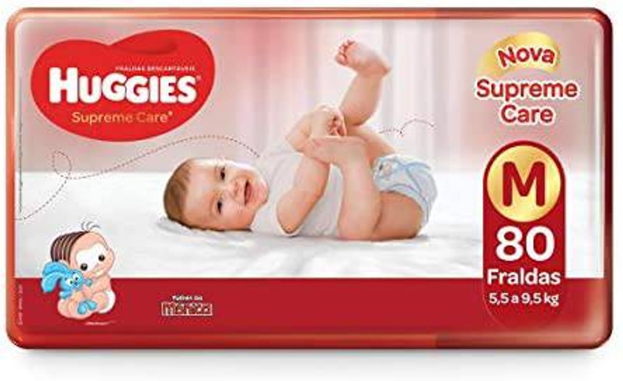 Fashion Huggies Fralda Supreme Care Hiper M, 80 Fraldas.