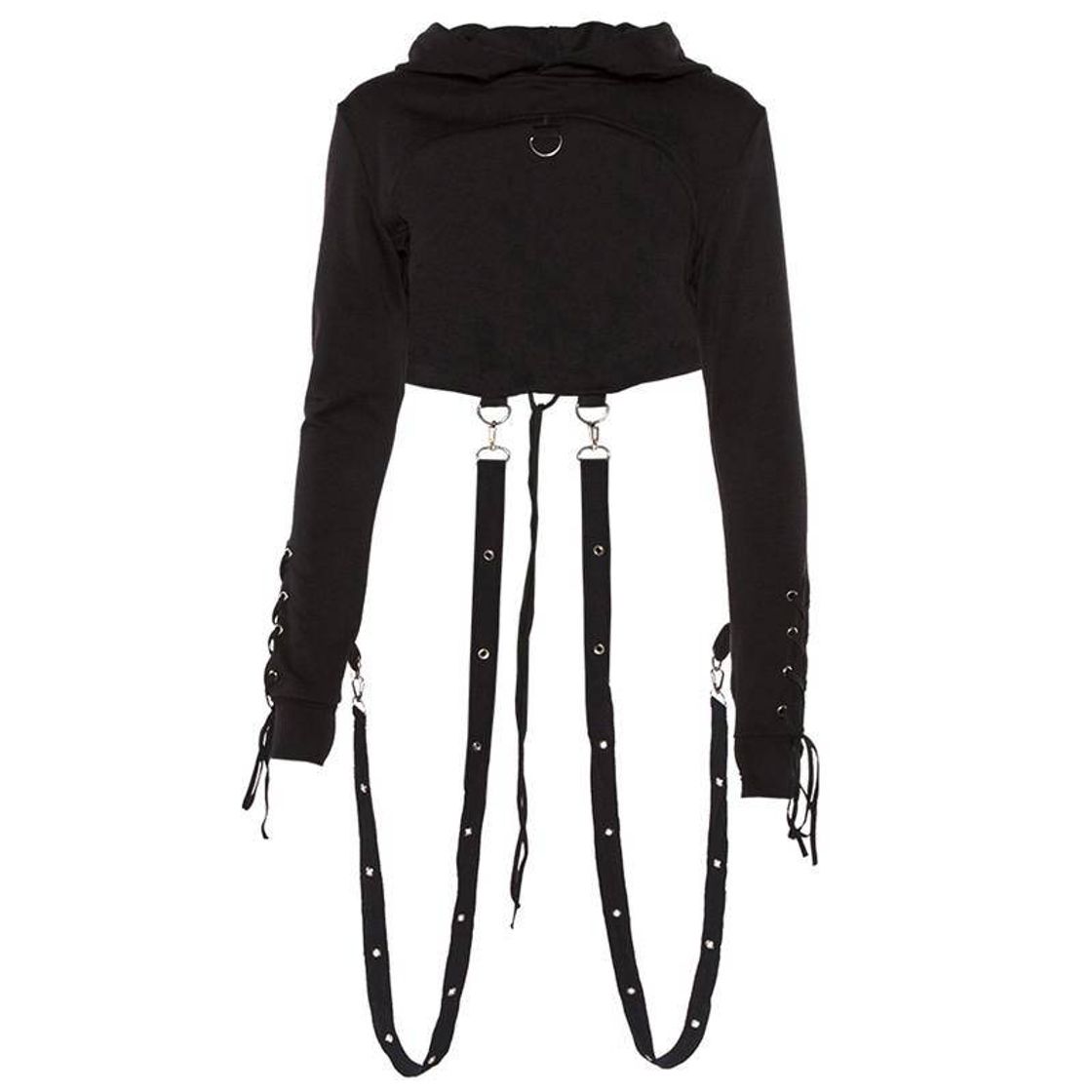 Moda 2020 Black Hoodie Women Long Sleeve Gothic Short Hoodies ...