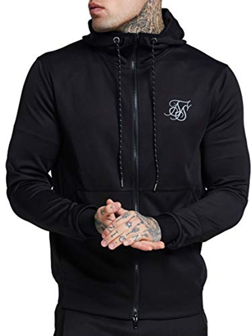 Moda Sik Silk Hombre Sudadera con Capucha con Cremallera