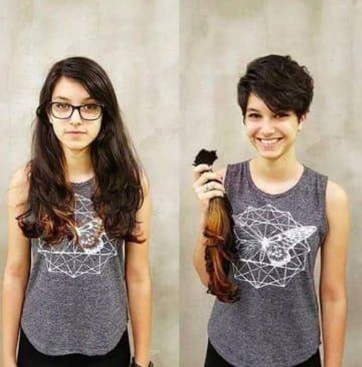 corte pixie antes/depois