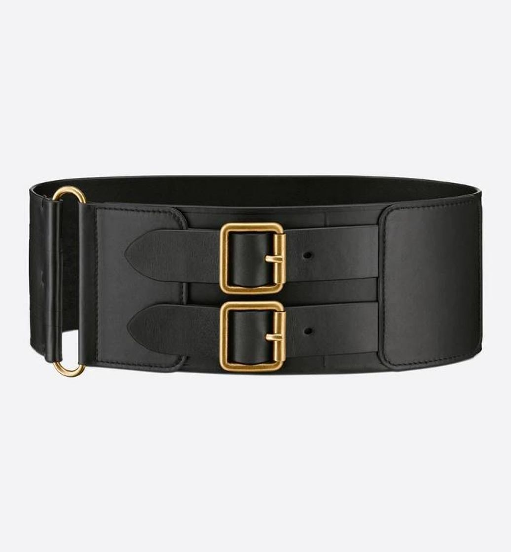 Fashion Cinto D-Waist Couro de vitelo liso preto.