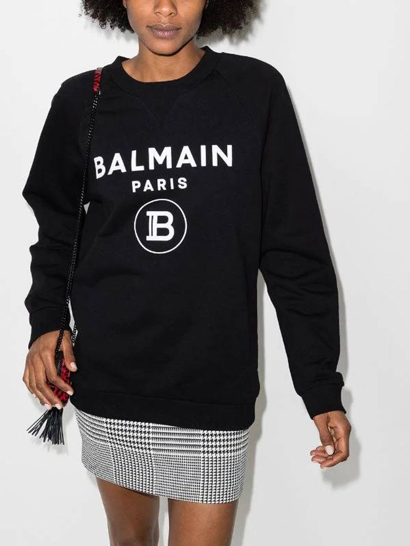 Fashion Balmain Moletom De Algodão Com Estampa De Logo