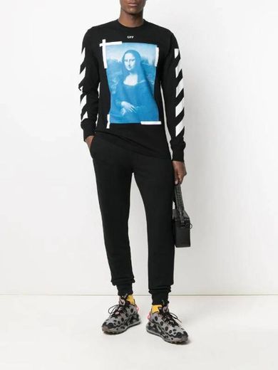 Camiseta mangas longas com estampa gráfica Monalisa