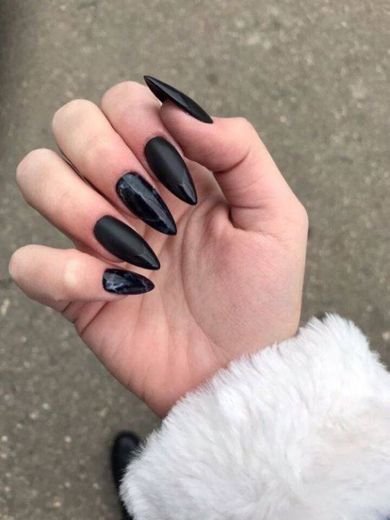 Black Marble and Frosted Nails 