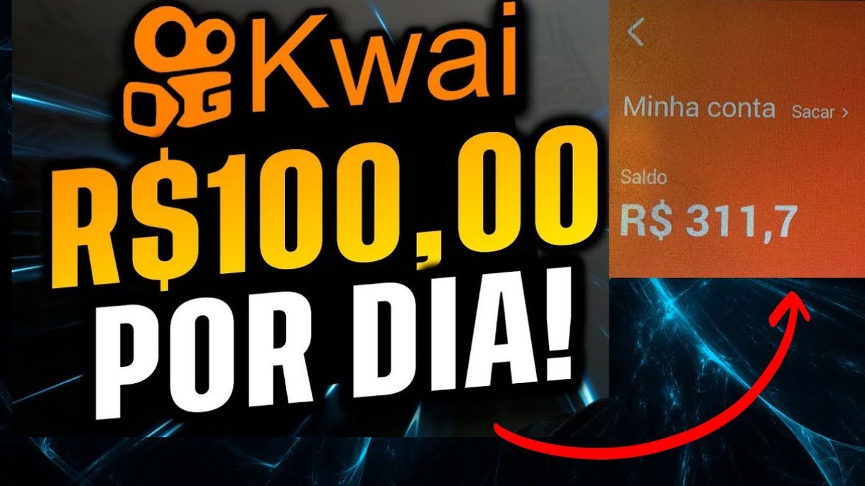 App Vc pode estar ganhando de 12 até +1000 reais usando o kwai