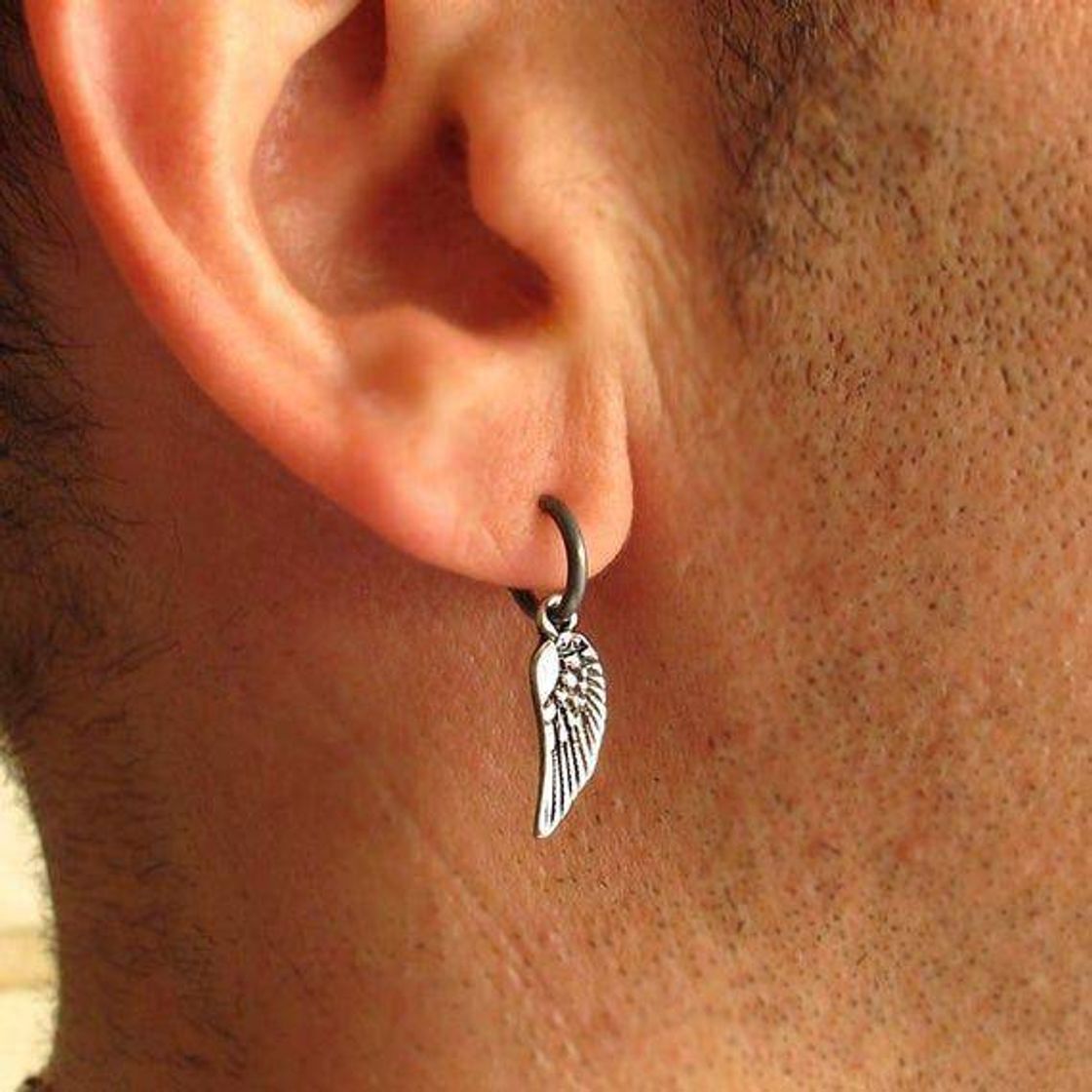 Moda Angel Wing Earring Mens Earrings Black Hoop Earring for | Etsy