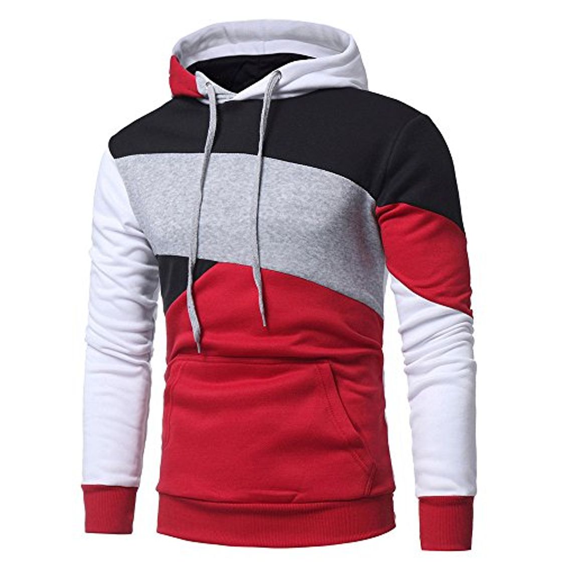 Moda Hombres Sudadera con Capucha Casual Tops Deporte Blusa Manga Larga De Patchwork