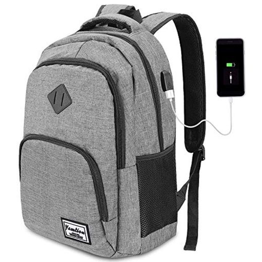 YAMTION Mochila para Ordenador Mochila Hombre con USB Puerto de Carga para