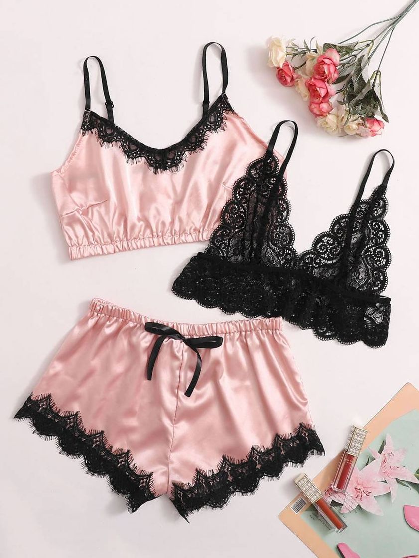 Moda Lingerie Conjunto 3 peças 