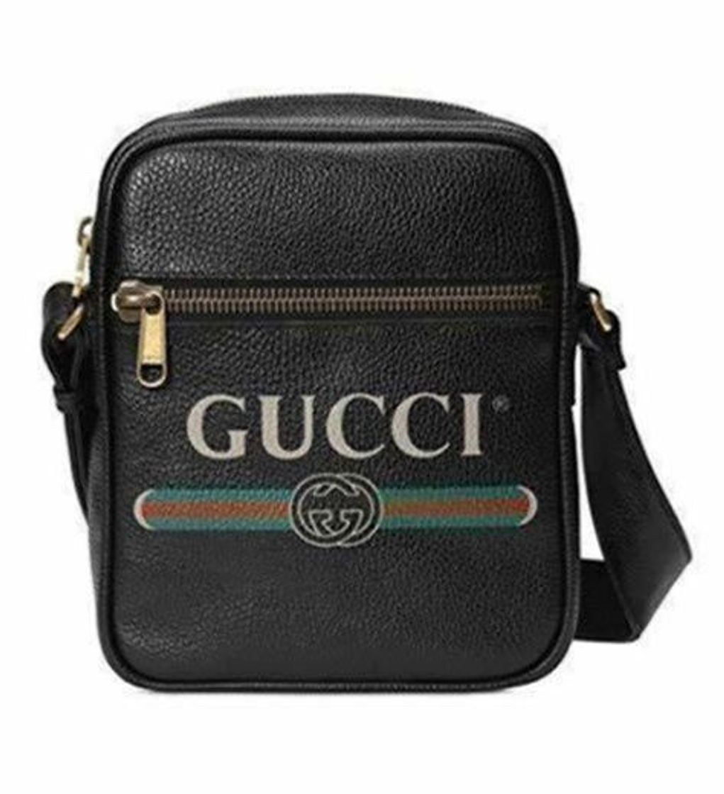 Product Gucci Logo Signature Print Side Messenger Bandolera cruzada de cuero negro Italia