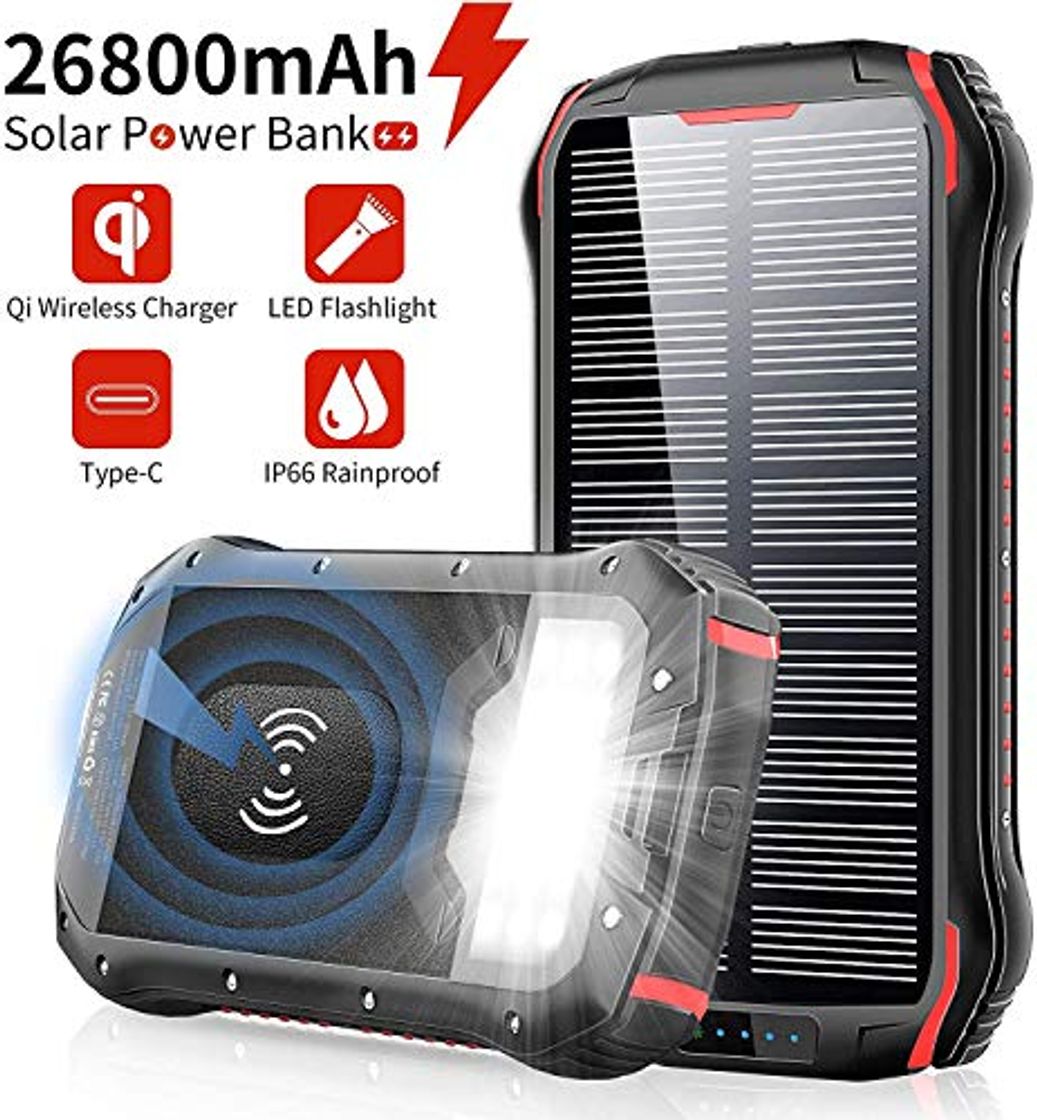 Social SWEYE Cargador Solar 26800mAh,【Cable de Datos