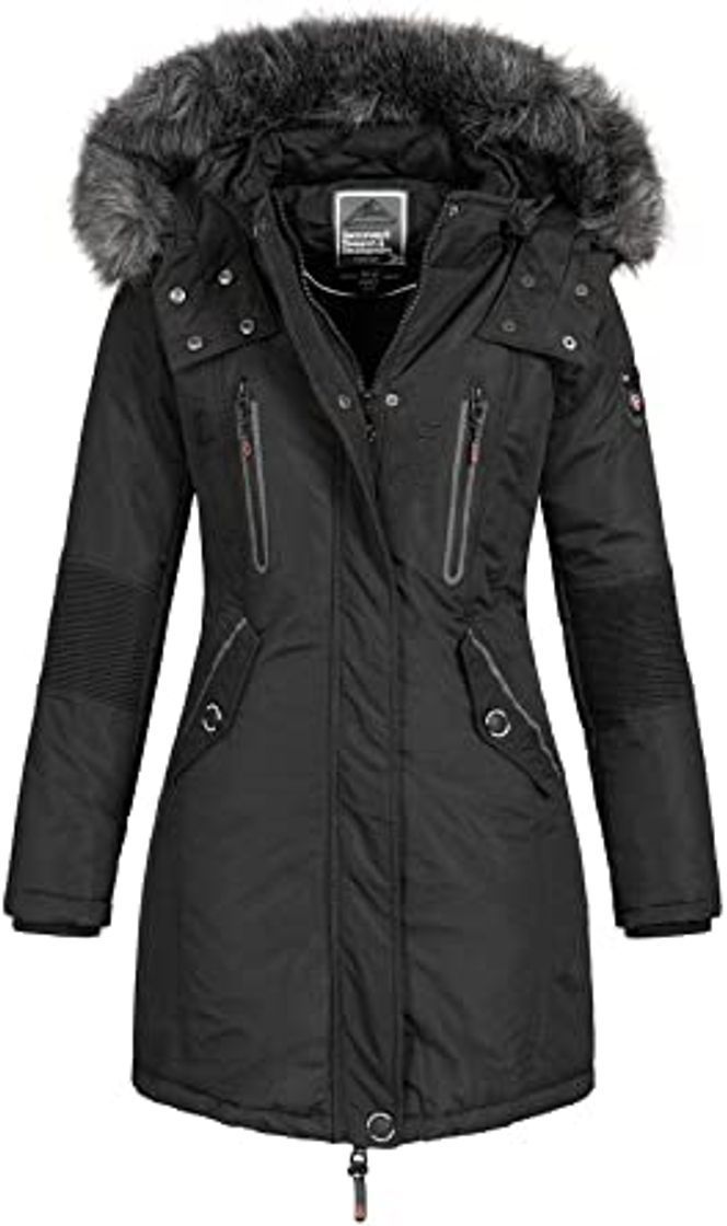 Social Geographical Norway Mujer Chaqueta de Invierno Parka Belissima Pelaje de XL Capucha