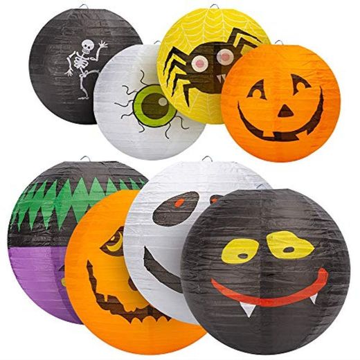 8 linternas de papel de Halloween