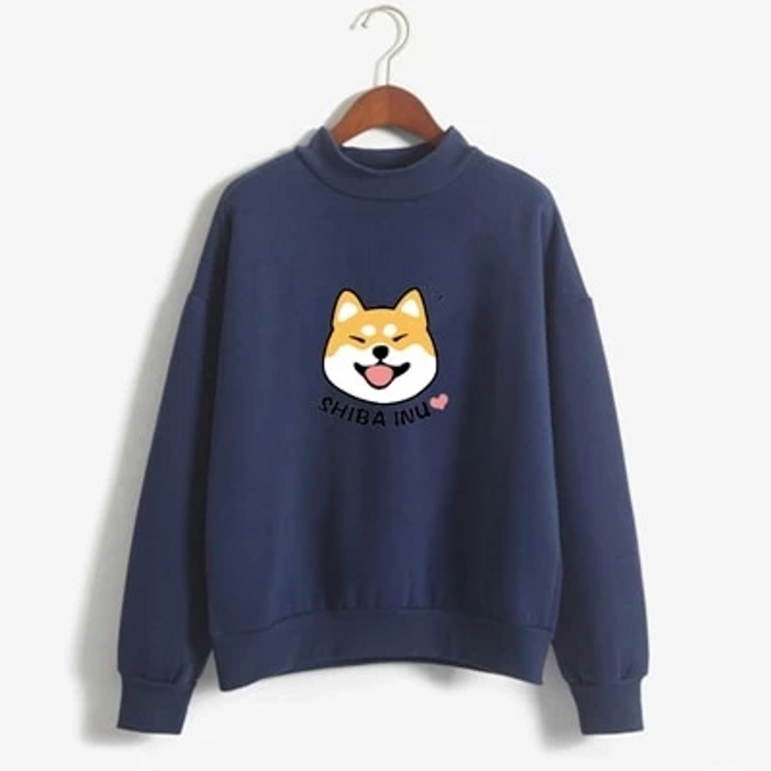 Moda Sudaderas Mujer Women Harajuku Hoodies Cartoon Dog Shiba Inu Anime Printed Sweatshirt Sudadera Mujer Moletom Feminino Kawaii Pullover Top Blue L