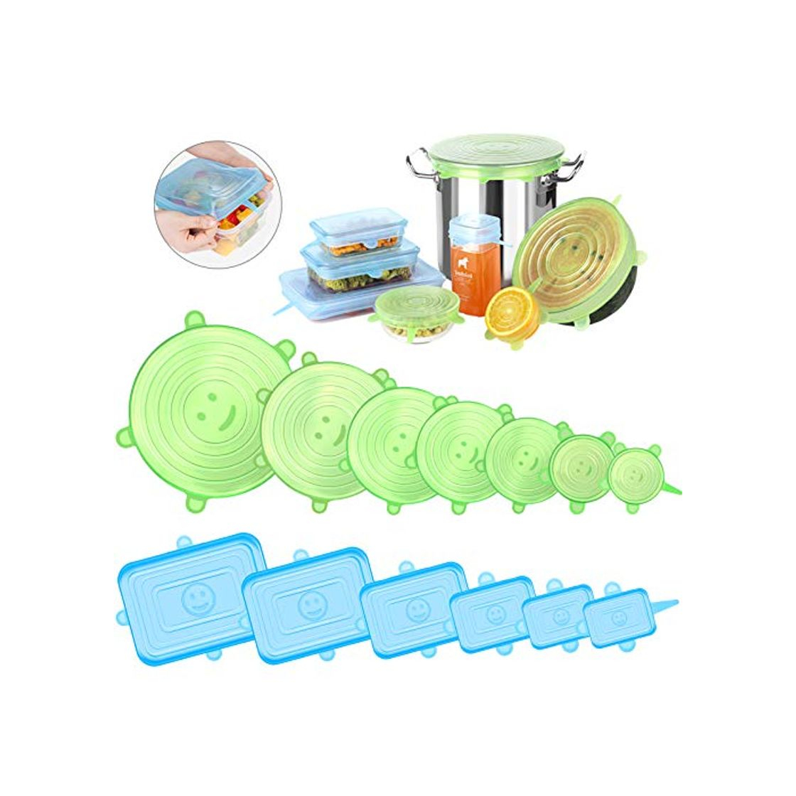 Social Newdora Tapas de Silicona Elásticas Reutilizables, 13 Piezas