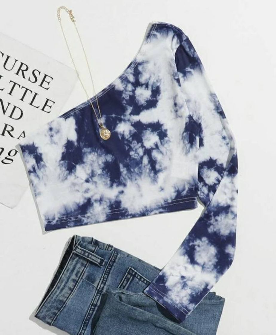 Moda Cropped Tie dye Estilo uma manga longa 