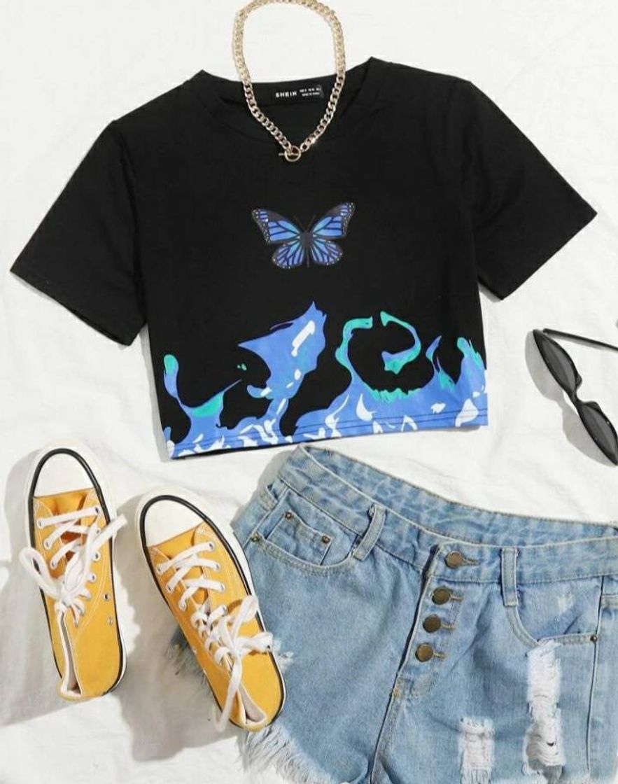 Moda Cropped flames butterfly