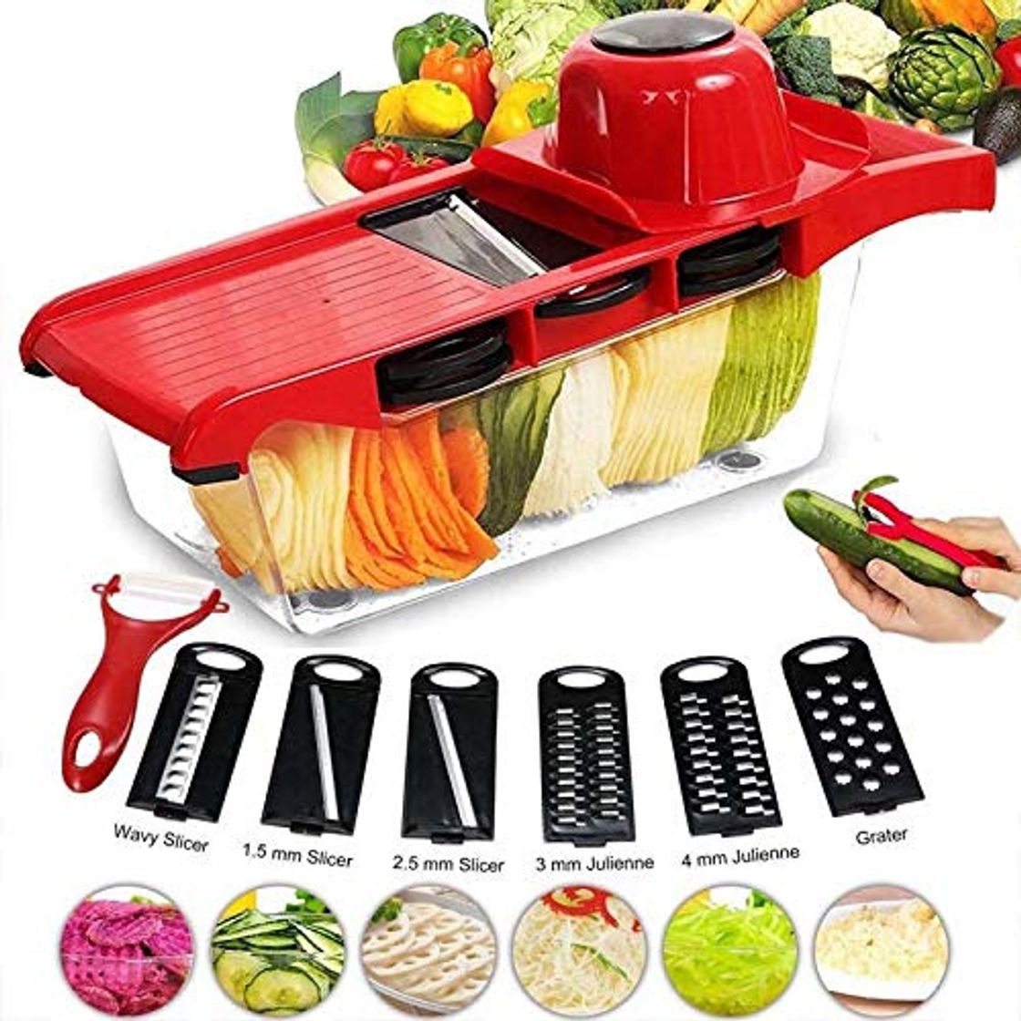 Social Multiusos Cortador de Verduras 7 en 1 Mandolina de Cocina, Slicer de