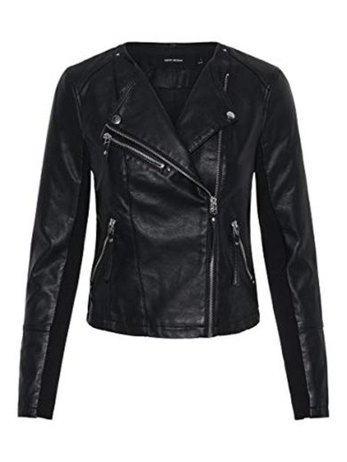 Vero Moda Vmria FAV Short Faux Leather Jacket Noos Chaqueta, Negro