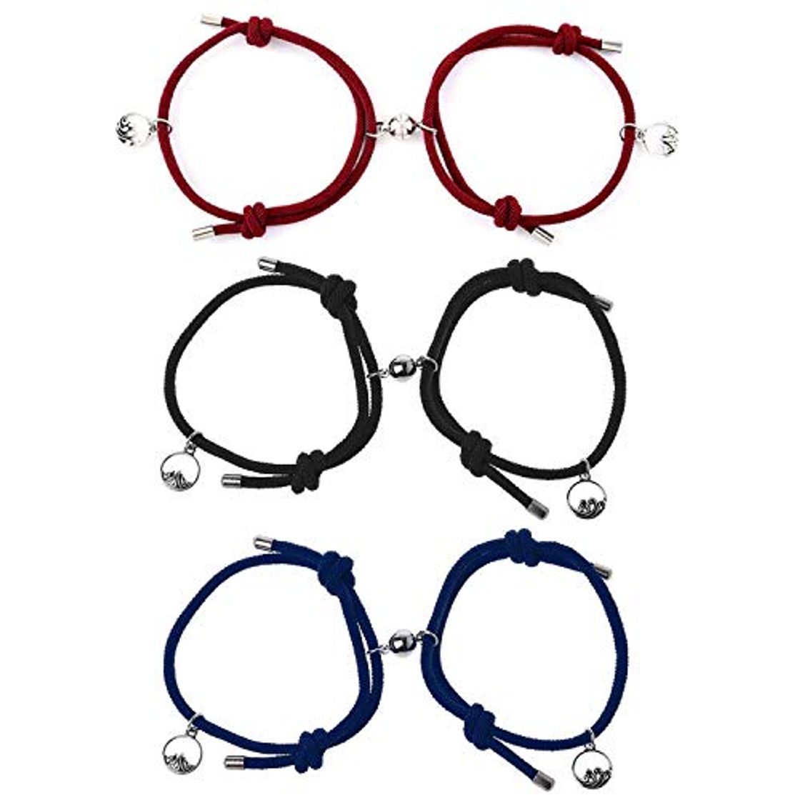 Moda BEIFON 6Pcs Pulseras Magnéticas Parejas Pulseras de Pareja para Atraer Hebilla Magnética