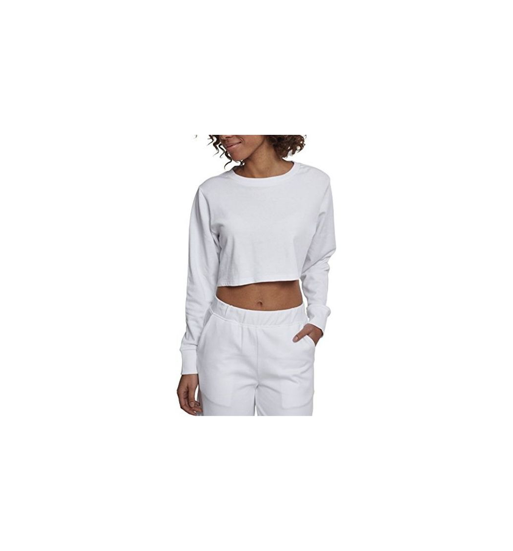 Social Urban Classics Ladies Terry Cropped Crew Suter Pulver, Blanco