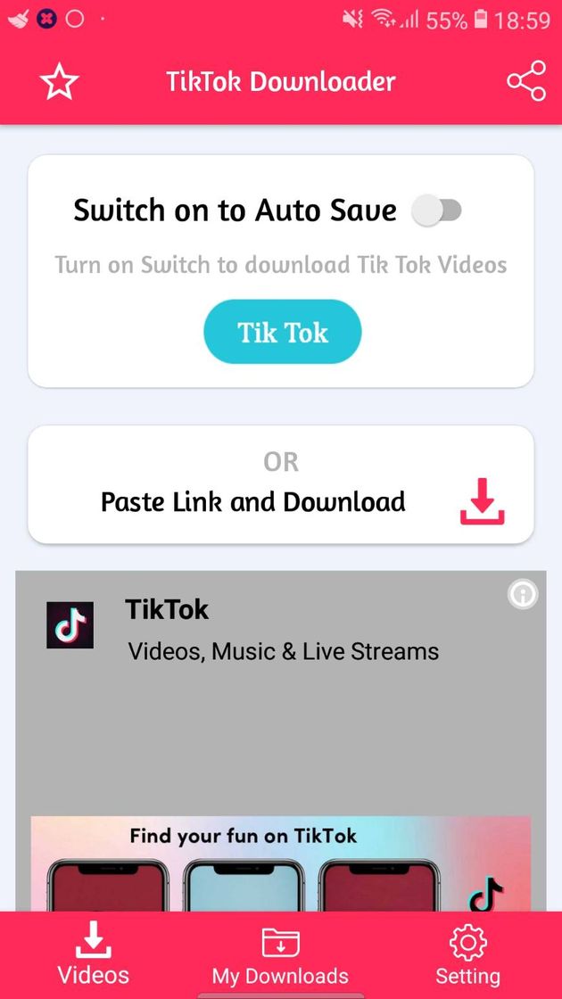 App Tik Tok Video Dowloaded