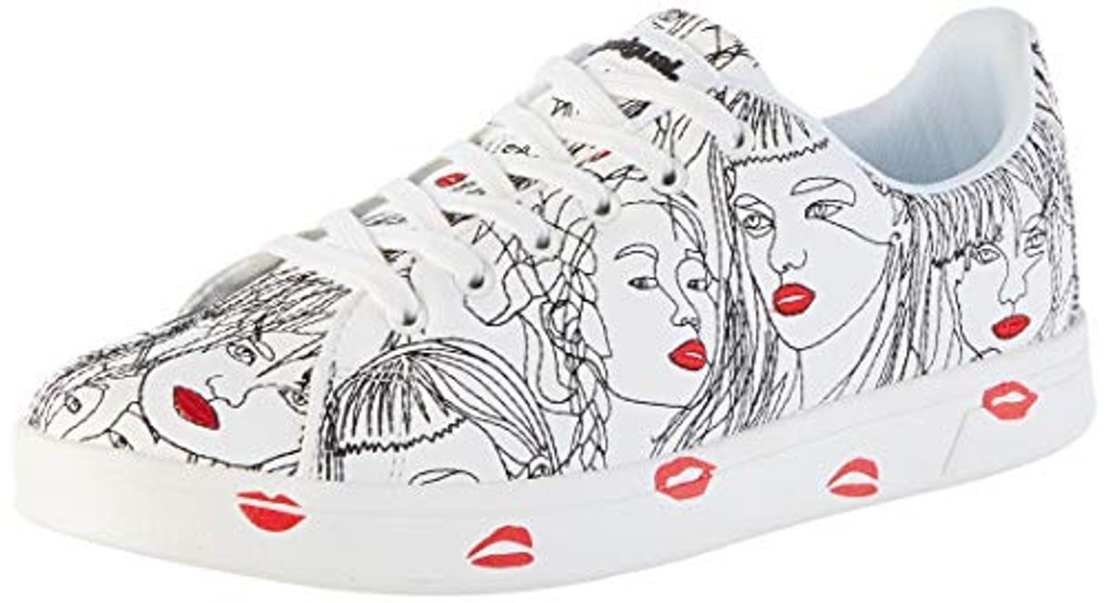 Moda Desigual Shoes Cosmic Caras, Zapatillas para Mujer, Blanco