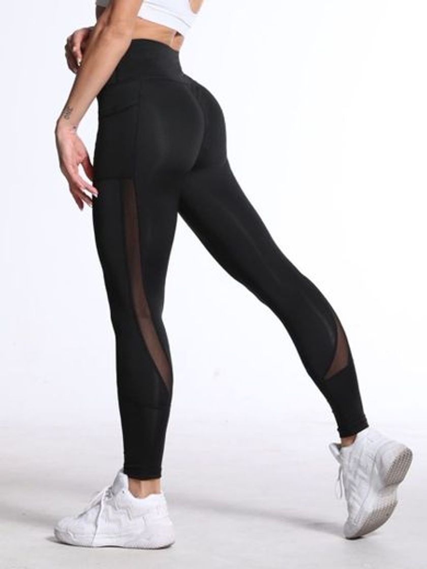 Moda Leggings deportivos Malla en contraste Liso | Mode de Mujer - Shein