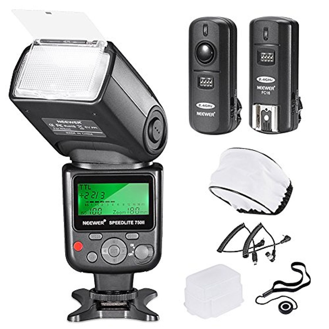 Products Neewer 750II TTL Flash Speedlite con kit Pantalla LCD para Cámaras Nikon