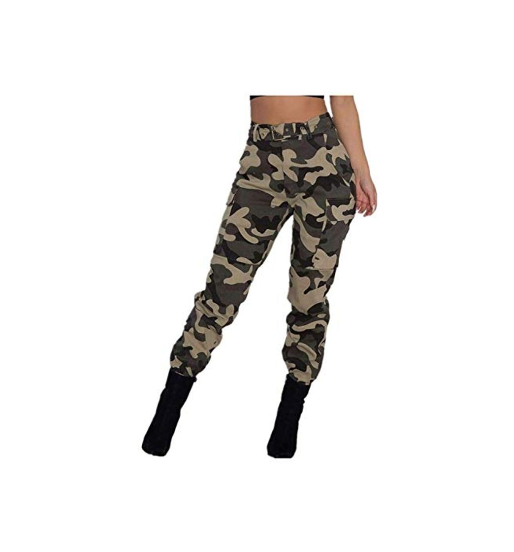 Moda Pantalones Militares Mujer Cintura Alta Pantalon de Camuflaje de Chándal Hip Hop