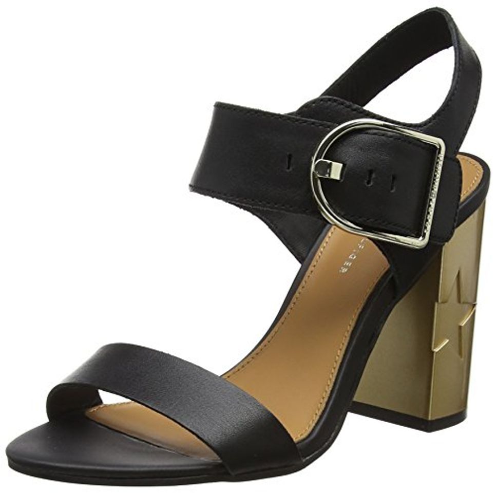 Moda Tommy Hilfiger Feminine Heel Oversized Buckle, Sandalia con Pulsera para Mujer, Negro