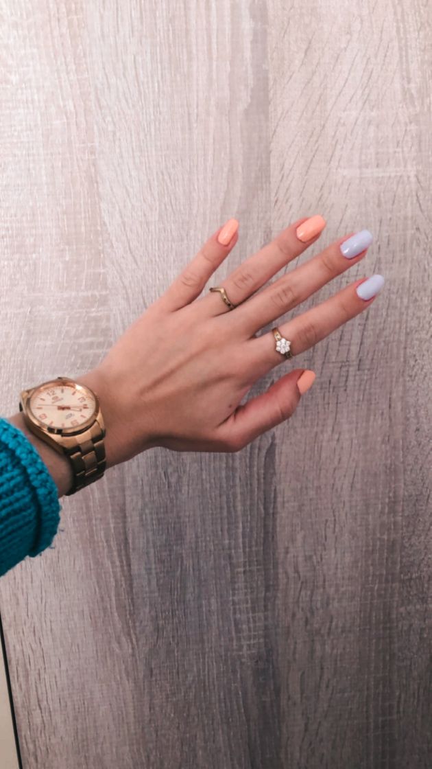 Fashion Manicura bicolor en naranja y lila pastel 🧡