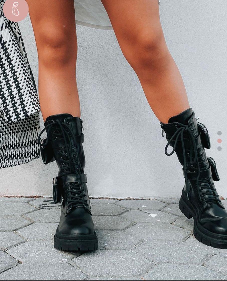 Moda Combat boots high com bolsos removíveis