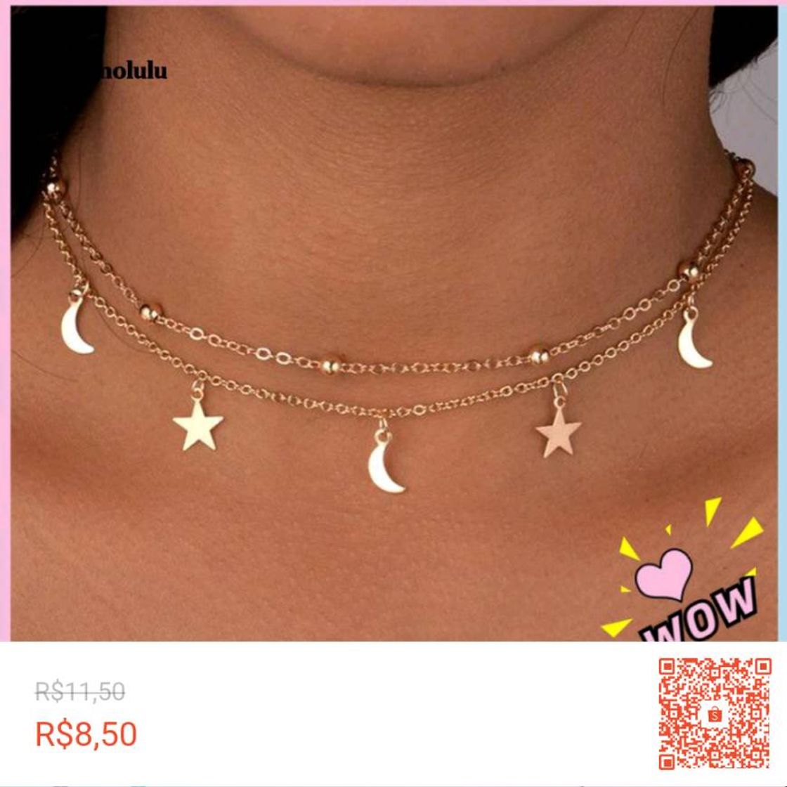 Moda Colar Dourado Lua e Estrelas Aesthetic — Shopee