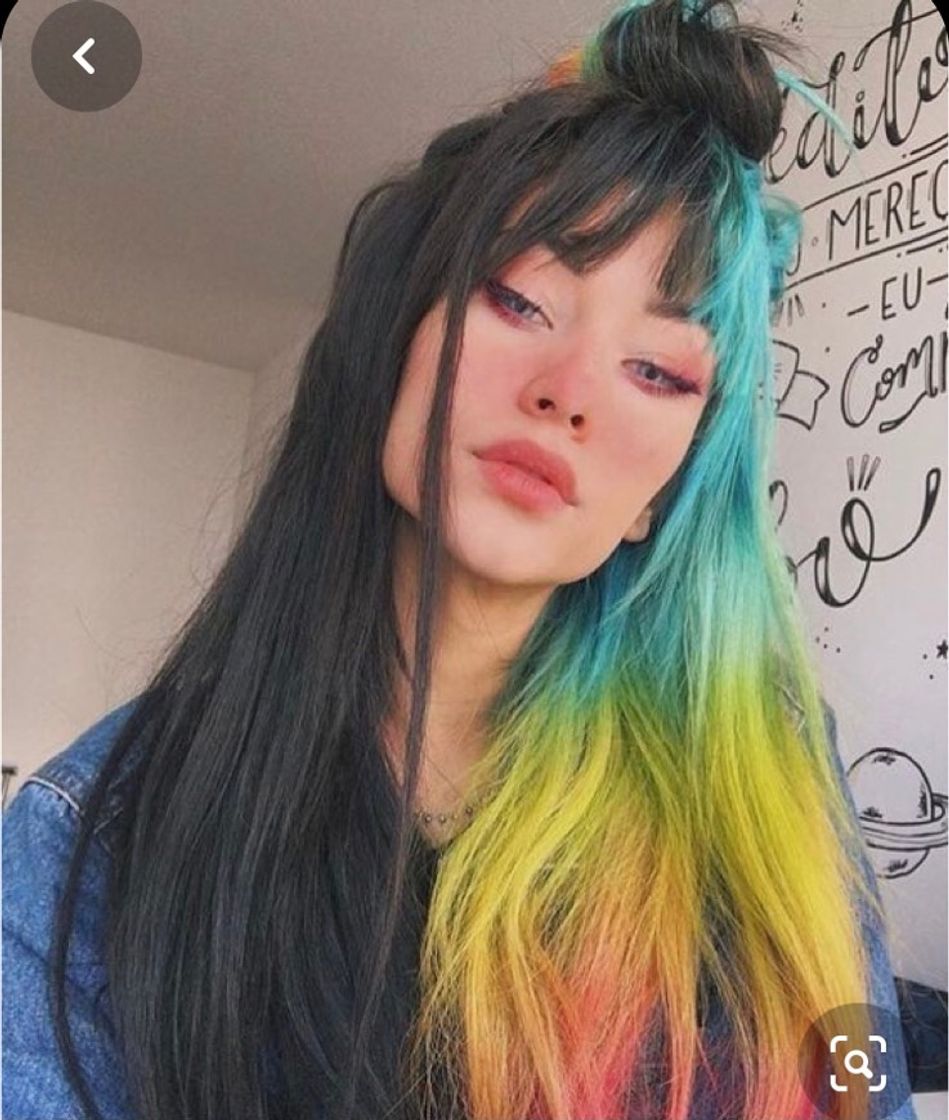 Moda Cabelo Meio preto meio arco-íris 🖤🌈 