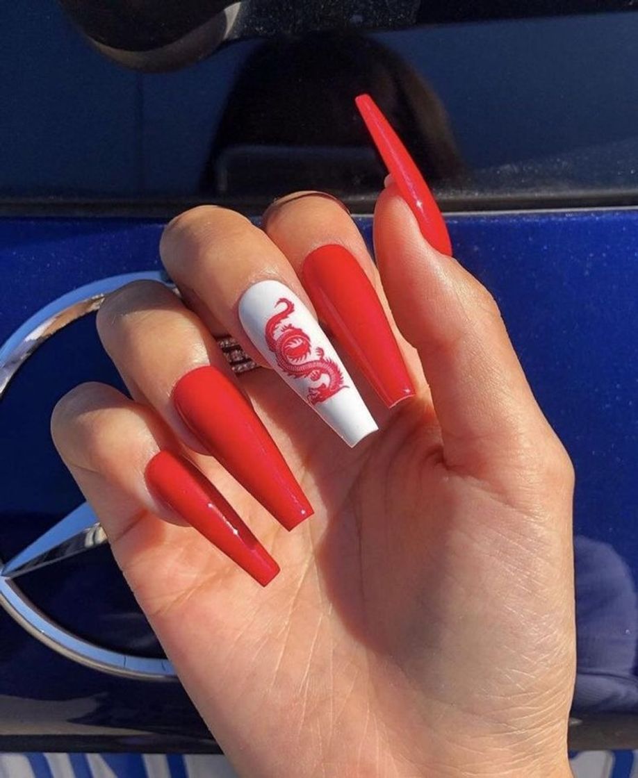 Unhas Dragon Press on nails ❤️🤍