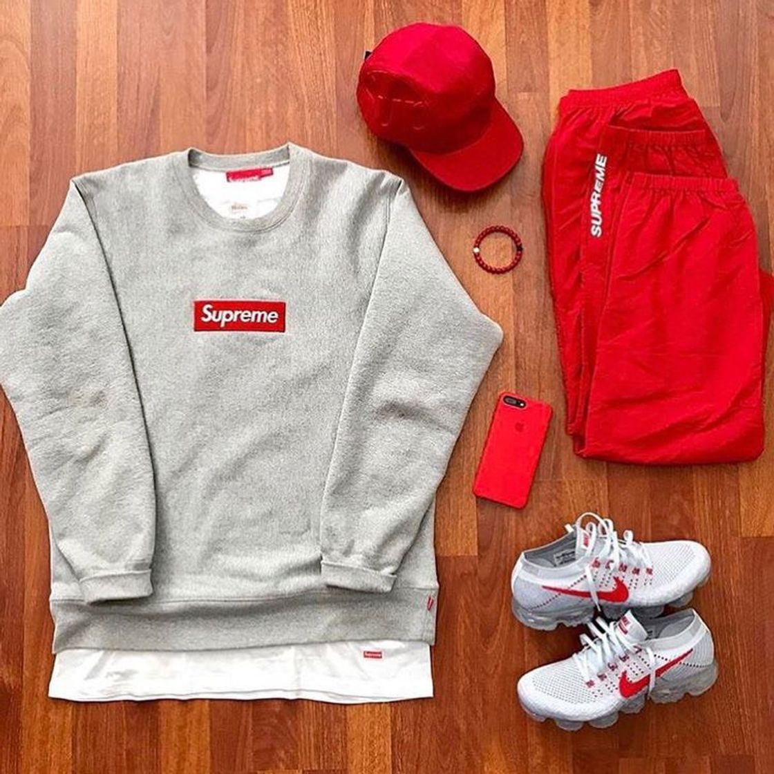 Fashion Conjunto Supreme Vermelho e Cinza 