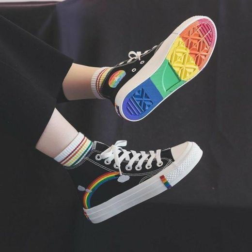 AESTHETIC RAINBOW LACE- UP ESNEAKERS