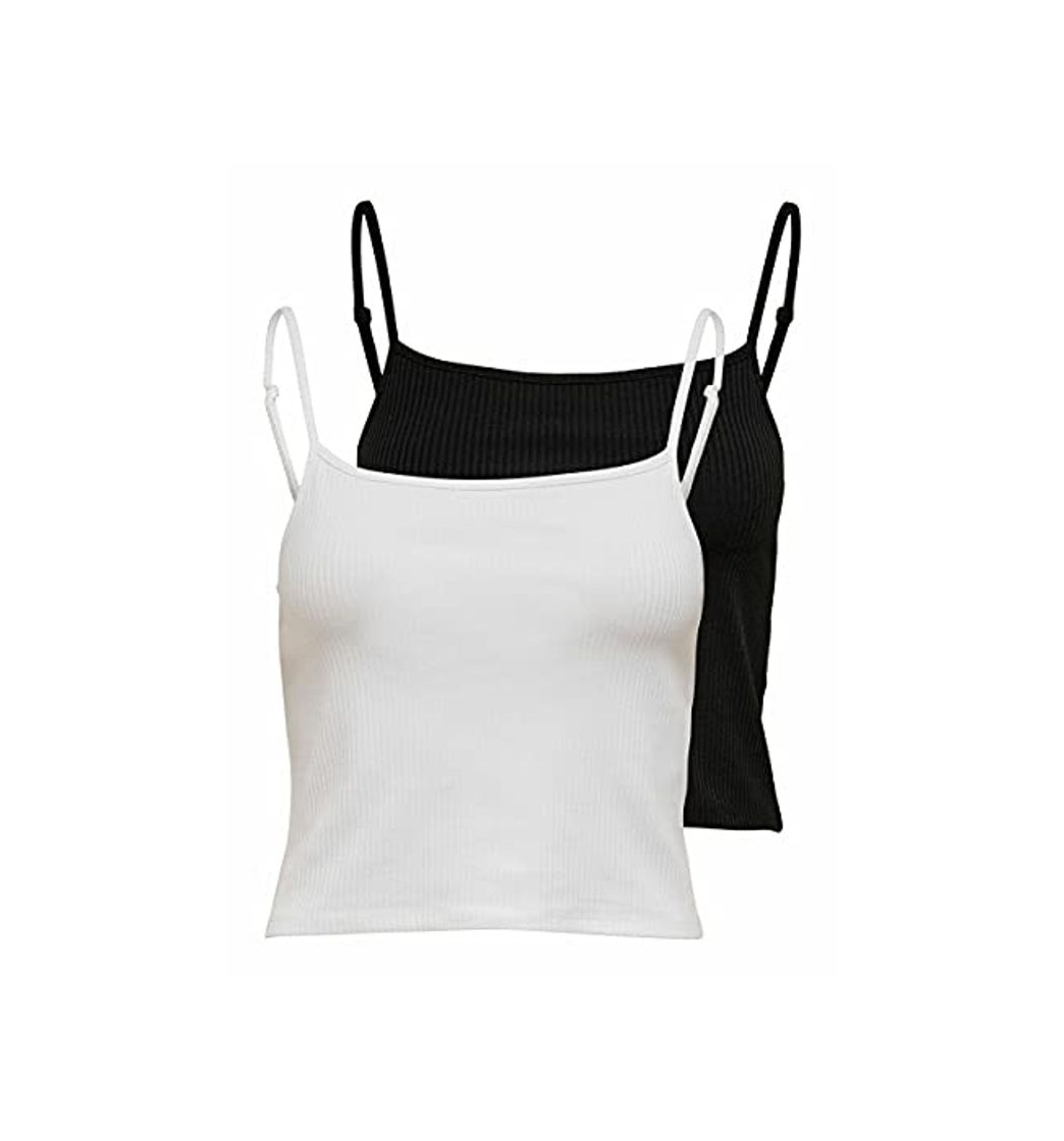 Social Only Onllarra Cropped Singlet Jrs Noos 2pack Camiseta sin Mangas