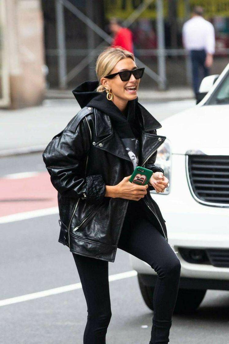 Fashion BLACK OVERSIZED LEATHER JACKET